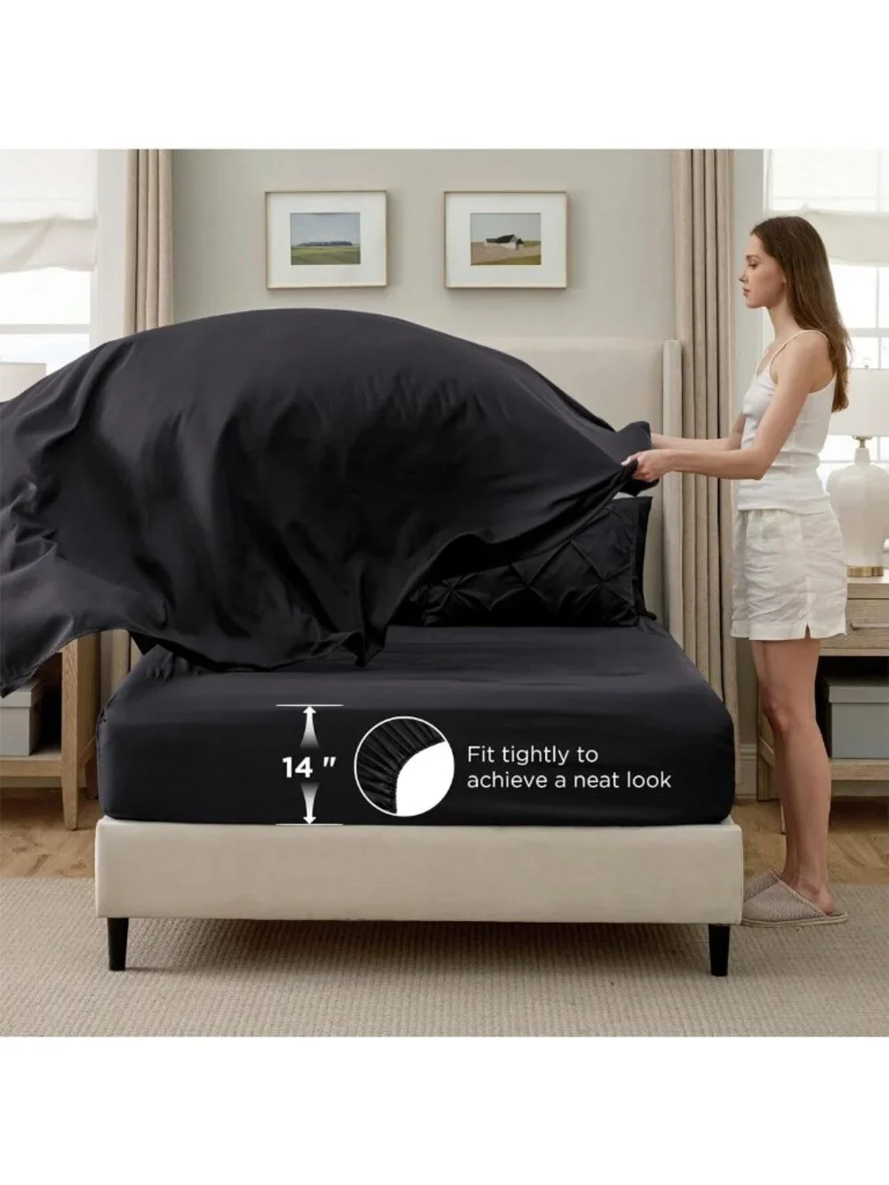 Cozy 7-Piece Full Size Comforter Set with Sheets, Black Bedding for Ultimate